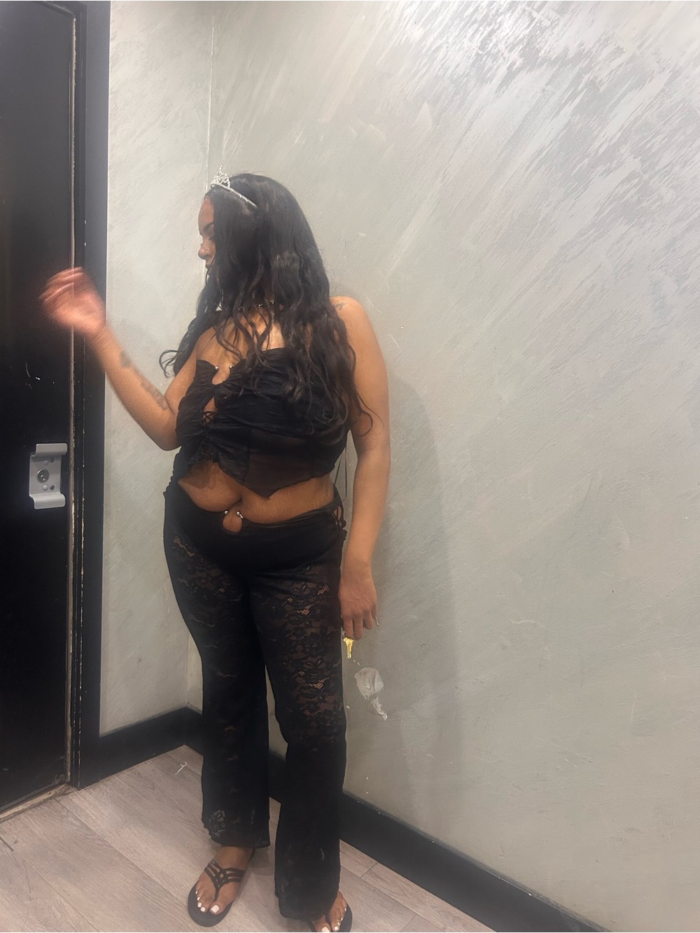 Fashion Nova Black Lace Cutout Two-Piece Intimate Set
